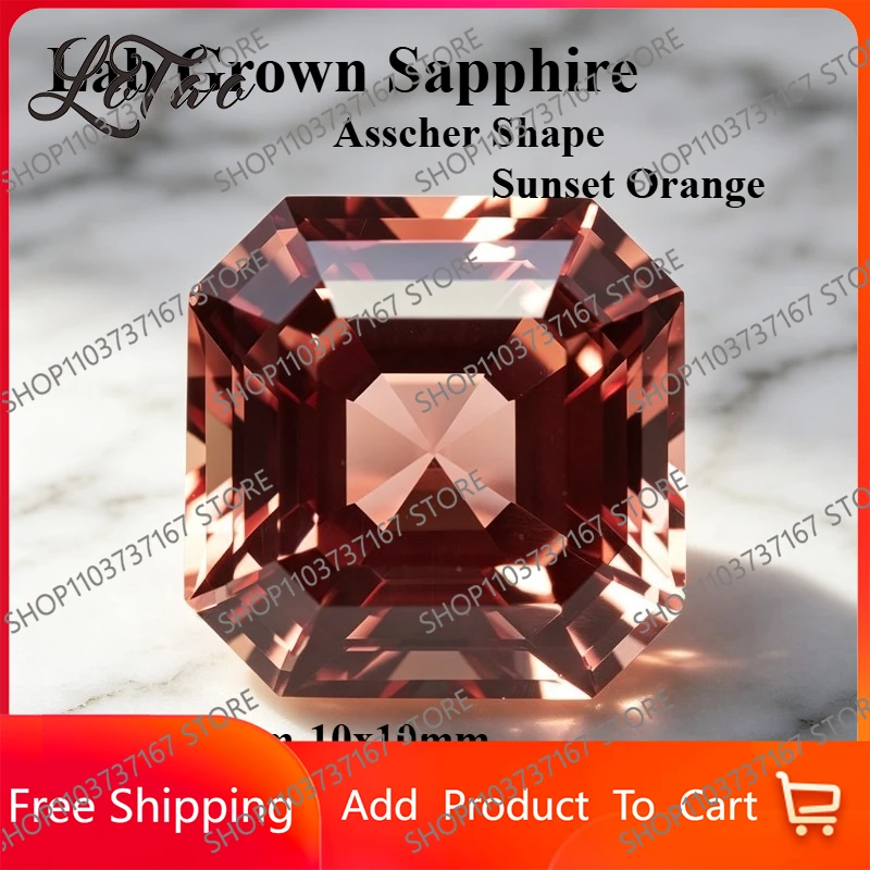 

Top Lab Grown Sapphire Sunset Orange Color Asscher Shape Gemstone for DIY Jewelry Making Main Materials Selectable Certificate