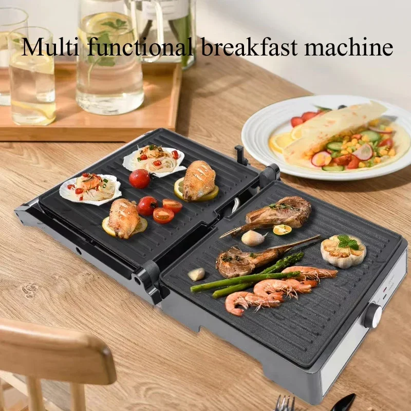 PBOBP Steak Machine Household Grill Double-sided Constant Temperature Iron Plate Barbecue Meat Machine Electric Panini Grill