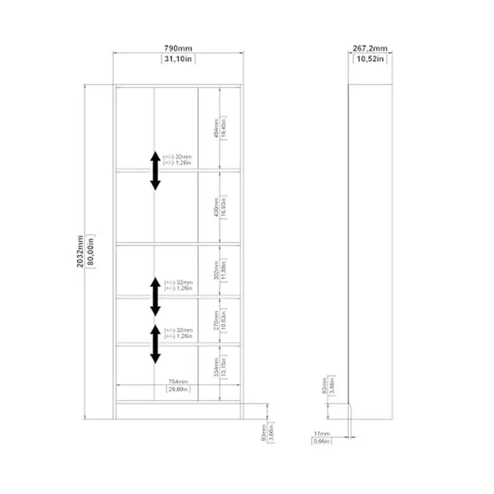 Estantería blanca con 5 estantes, estantería ajustable de madera de ingeniería alta para oficina, uso en el hogar, organizador contemporáneo