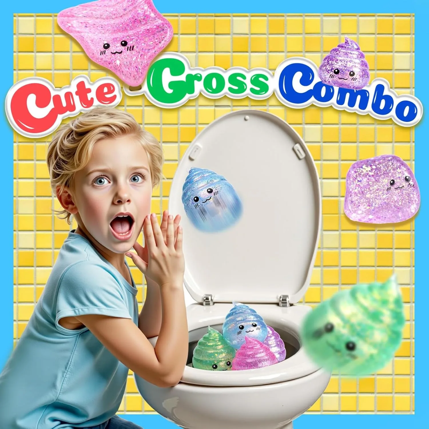 Prank Gift Glitter Funny Stress Ball Squishy Poo Squishies Toys Stretch Squeeze Fidget Novelty Toys Adults Fool Halloween Day view 3