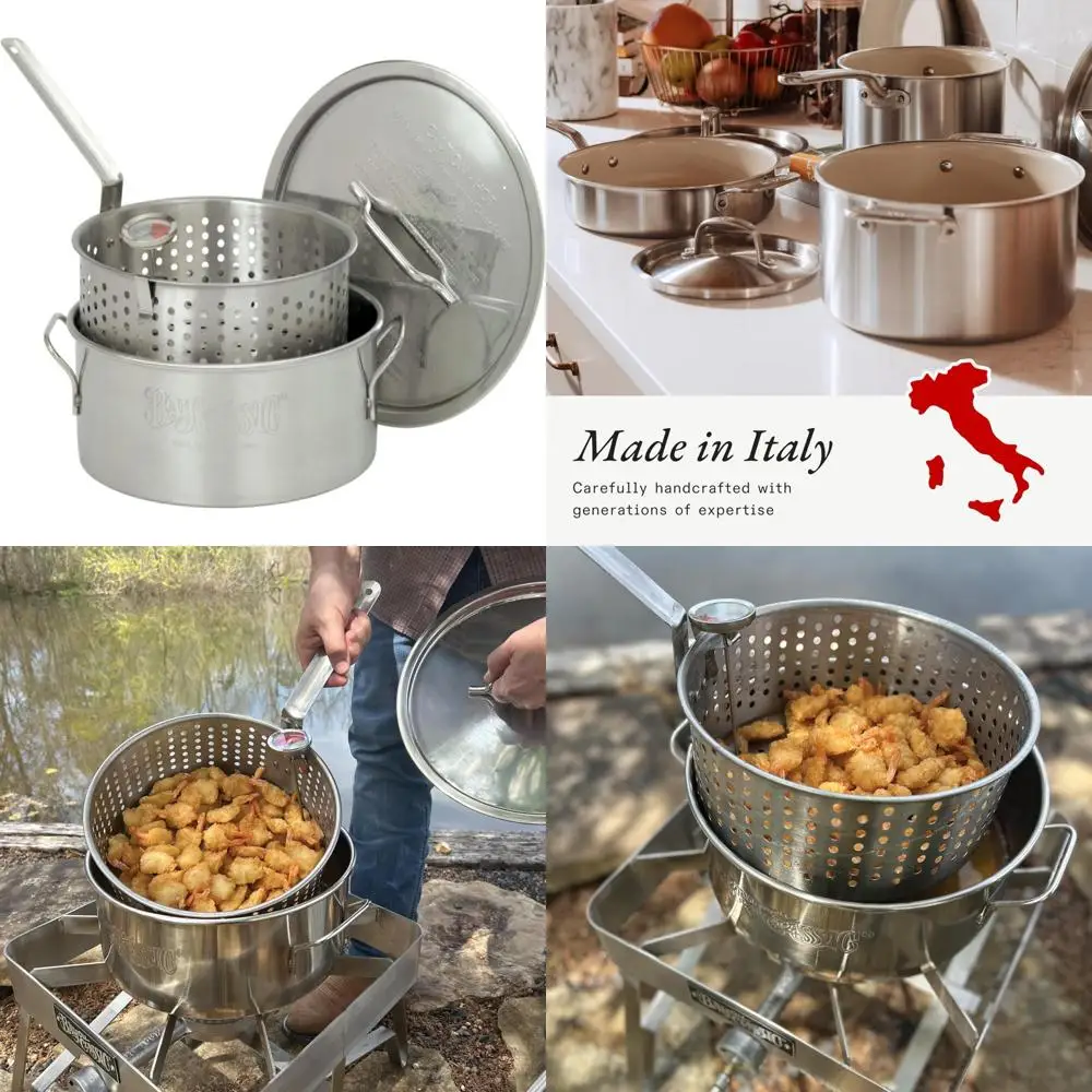 

10-Quart Stainless Steel Fry Pot - Ideal for Frying Fish, Shrimp, Chicken, Hushpuppies, and Fries - Durable Cooking Essential