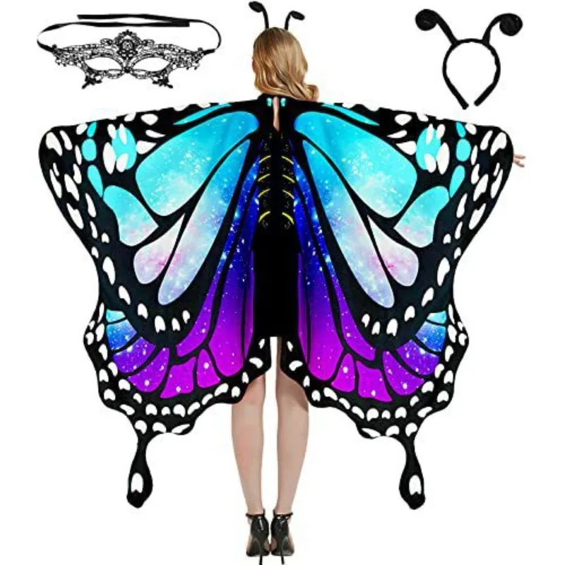 Womens Twirling Butterfly Wings Cape Belly Dance Shawl Fancy Costume Accessory Rave Stage Performance Dress-up Halloween Cosplay - view 4