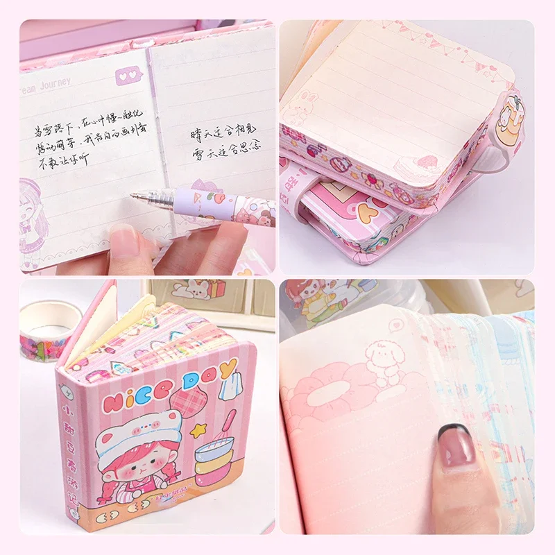 128 Sheets Mini Notebook Kawaii Handbook Colorful Pocketbook Portable Diary Notepad Agenda Organizer Journal Planner Writing Pad