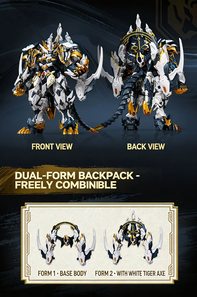 Source Spirit War Chronicles Tianxing-Klasse Blauer Drache und Weißer Tiger Mecha-Bausatz Simulationsmodell Hochschwieriges Sammlerstück Spielzeug Geschenk für Jungen Weihnachts- und Geburtstagsgeschenk – Detail 7