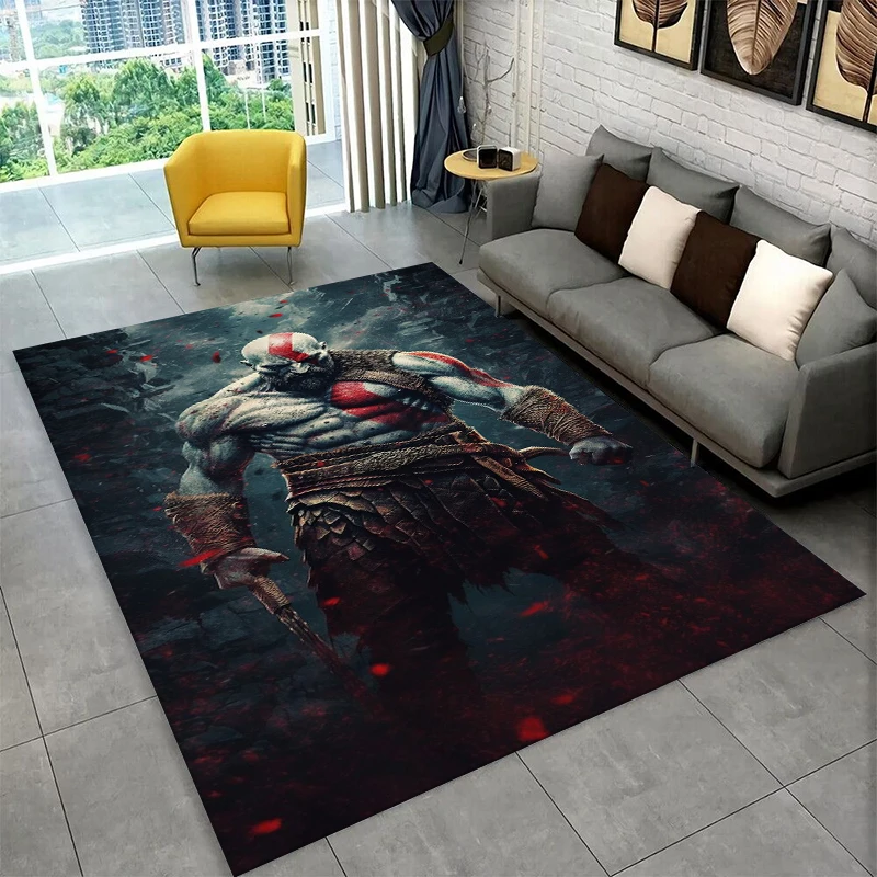 

Ретро-ковер с Кратосом из игры God of War для спальни, гостиной, игровой комнаты, придверный коврик, домашний декор, детский коврик, нескользящий, подарок