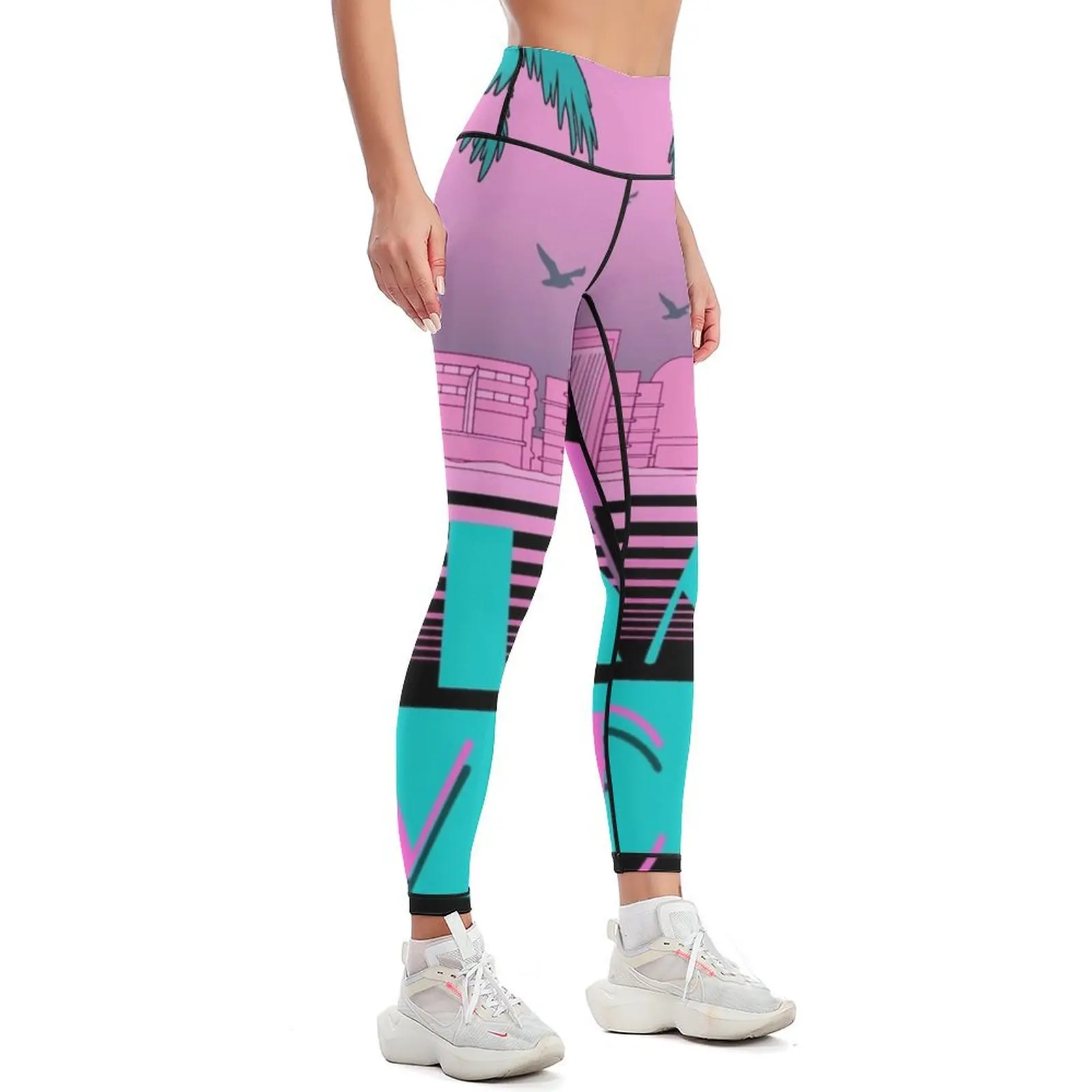 Miami Vice - Retro 80s Design Leggings flared legging pants raises butt active wear Womens Leggings