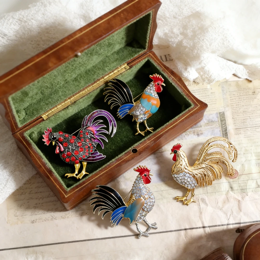 Broche de Diseño de Gallo Barroco de Lujo para Hombres y Mujeres, Accesorios de Joyería, Regalo Sorpresa para Bodas, Fiestas y Parejas