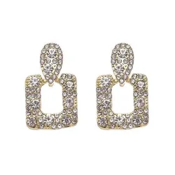 925 Silver Needle Korean Fashion Crystal Square Earrings For Women Jewelry 2024 Trending New Luxury Women's Zircon Earrings JN9