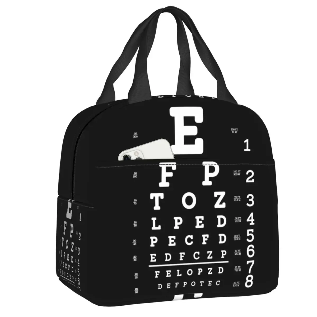 Custom Snellen Eye Chart Insulated Lunch Bag for Women Resuable Thermal Cooler Lunch Box Office Work School