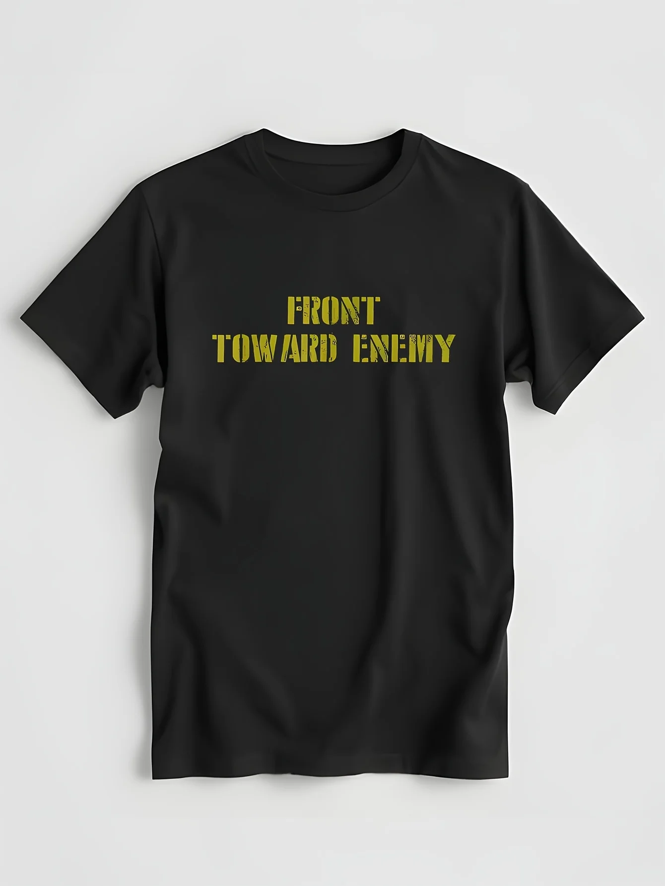 Camisas Hombre Front Toward Enemy Claymore Mine Joke Funny T-Shirt Novelty Cotton Men Tops T Shirt Tight New T-Shirts Army Green