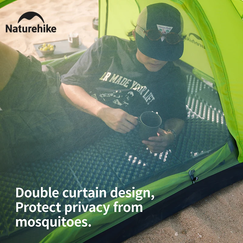 Naturehike 2024 خيمة تخييم جديدة مساحة كبيرة طارد البعوض خيام الشاطئ خفيفة سريعة مجموعة 2 شخص خيمة للتنزه في الهواء الطلق