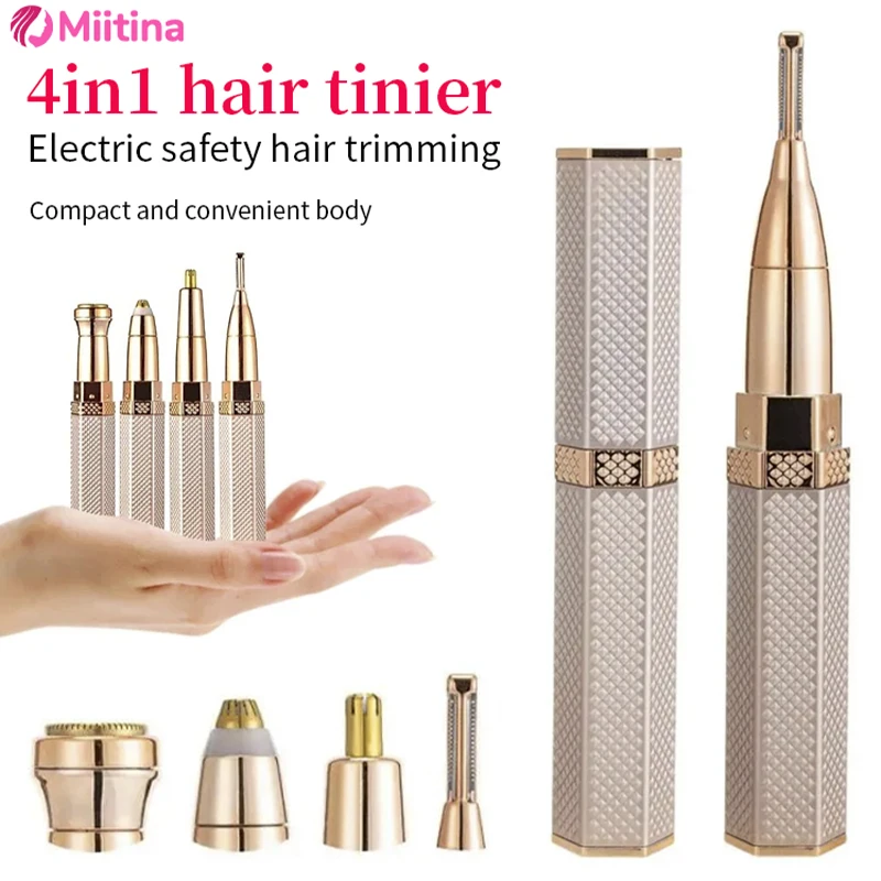 

4 in 1 Electric Eyebrow Trimmer Mini Epilator Lipstick Facial Mini Hair Removal Portable Face Armpit Women Bikini Painless Razor