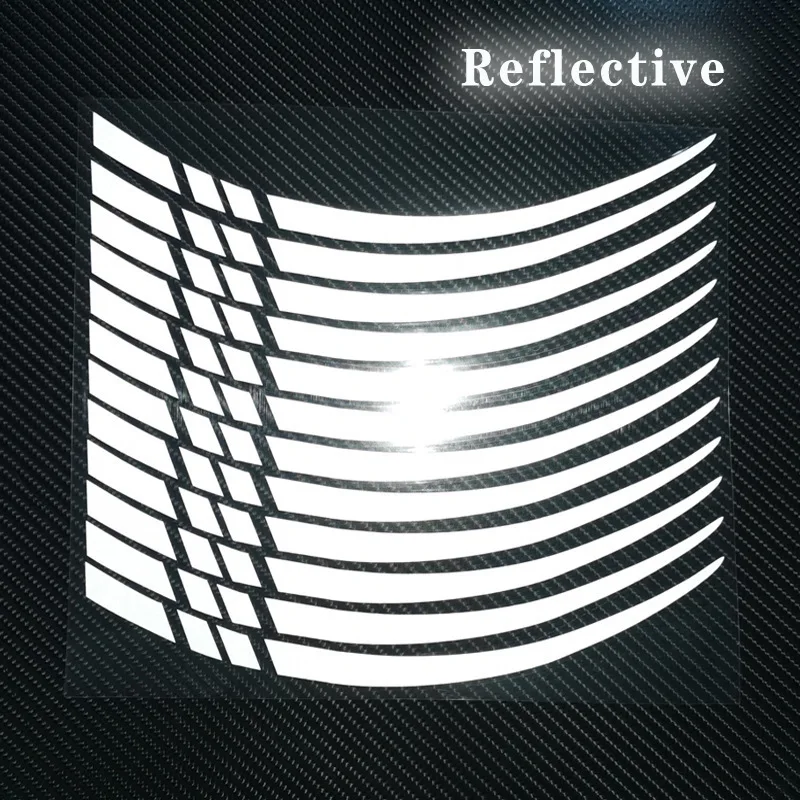 12 pieces Motorcycle Bicycle Wheel Rim Stripe Reflective 18-21in Wheel Decal Tape Sticker Motorcycle Car Tire Decals Trim Strips image 3
