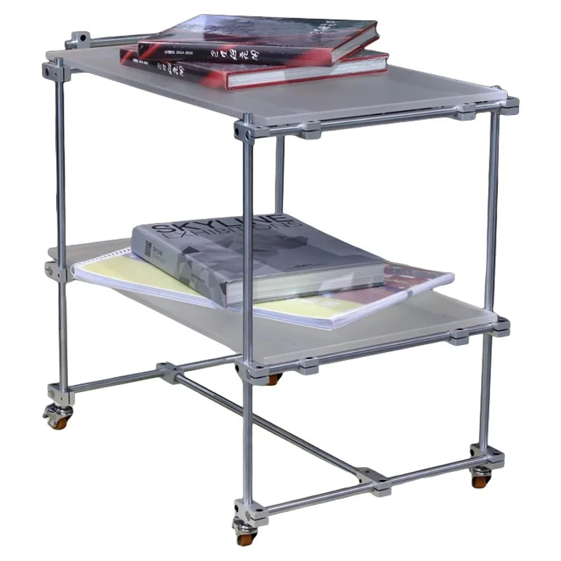 

Movable trolley Simple sofa side cabinet Optical axis Acrylic coffee table Living room Multifunctional rack Dining car