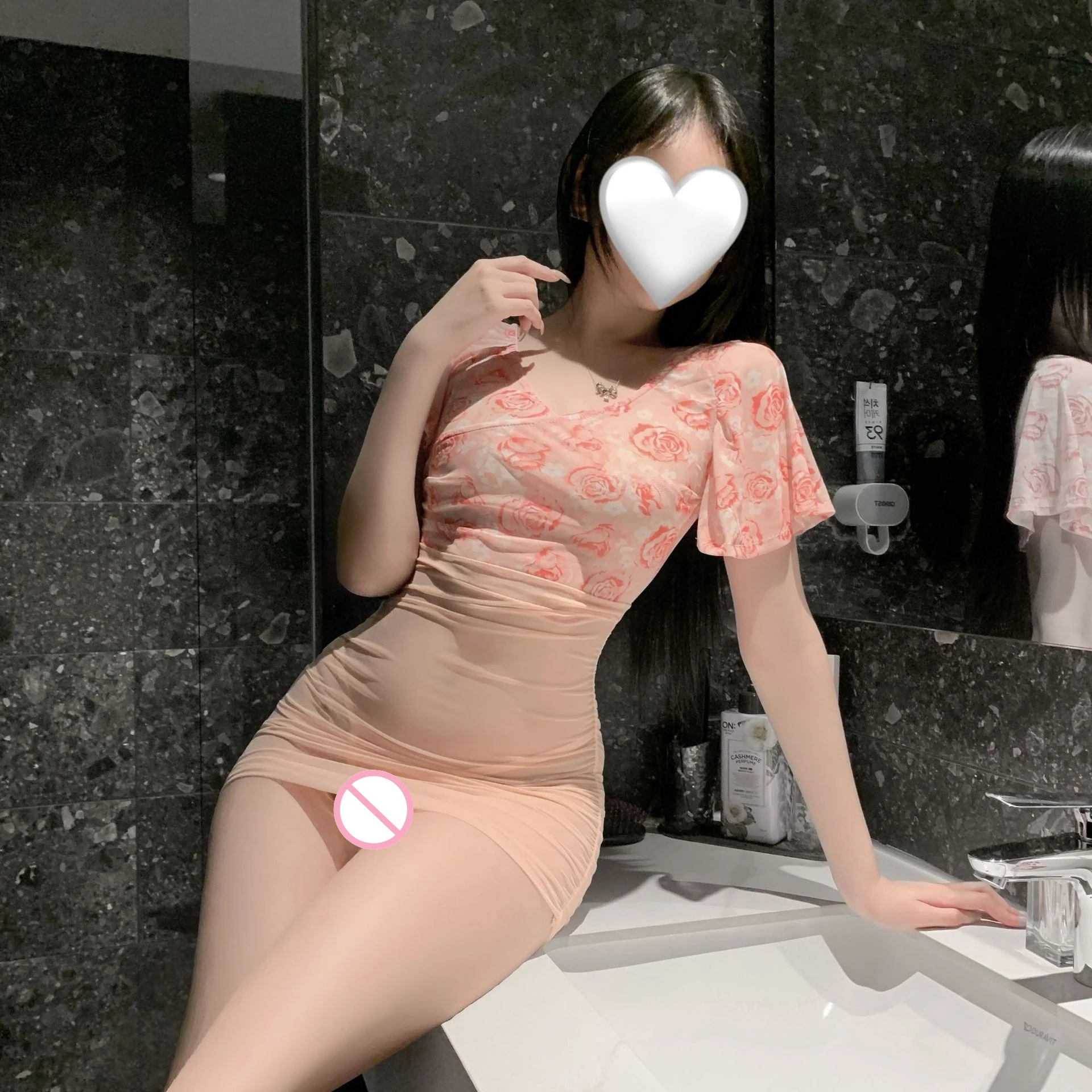 فستان وردي مثير شفاف عميق على شكل حرف V بدون ظهر عميق على شكل حرف V وأكمام قصيرة رغبة نقية ملهى ليلي ملفوف على الورك فستان قصير ساحر XXX #4