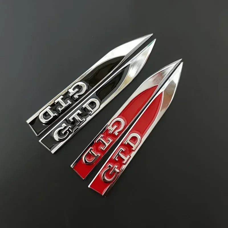 2pcs x Metal GTD GLI GTI Rline Side Fender Badge Emblem Sticker Decals for Golf Polo Jetta Passat Tiguan Scirocco