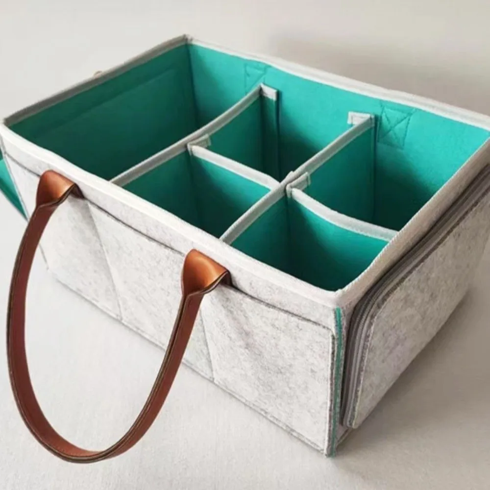 New Felt Diaper Storage Bag Portable Large Capacity Nursery Organizer Large Pocket Storage Carrier Mother