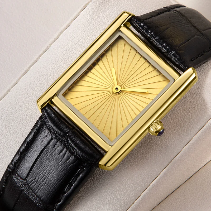 New Men's Casual Watch Classic Simple Square Two Needle Belt Waterproof Male Fashion Quartz Clock Watches Gift