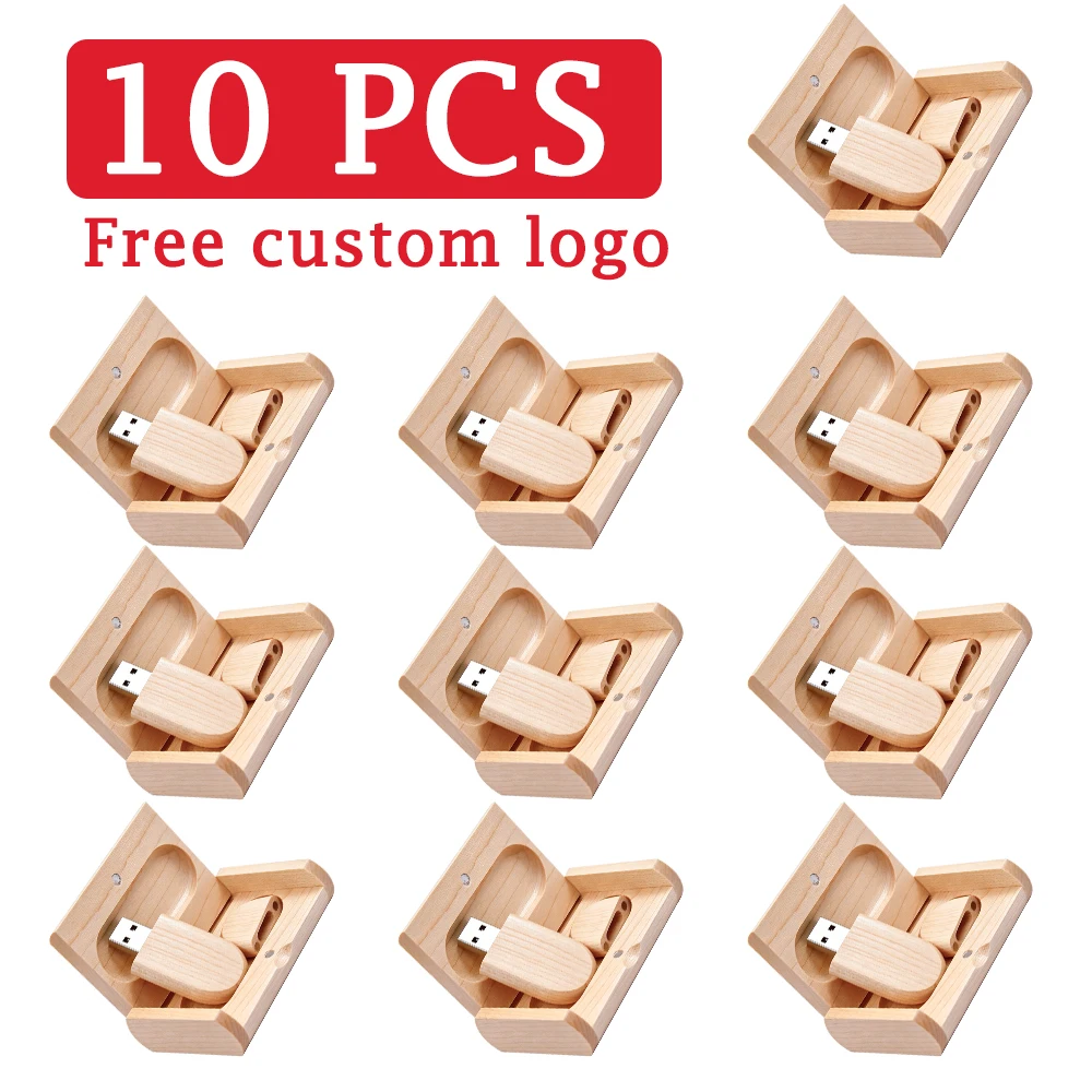 

10pcs/Lot (Customizable LOGO) USB Flash Drive 2.0 Wooden Pendrive 4GB 8GB 16GB 32GB 64GB 128GB Memory USB Stick Wedding Gift