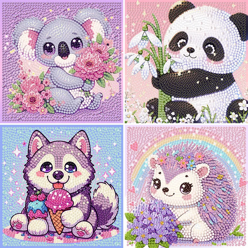 

Crystal Clear Rhinestone Diamond Painting Cartoon Animal Children's Sticker Art Puzzle Toy DIY Decoration Display Artwork