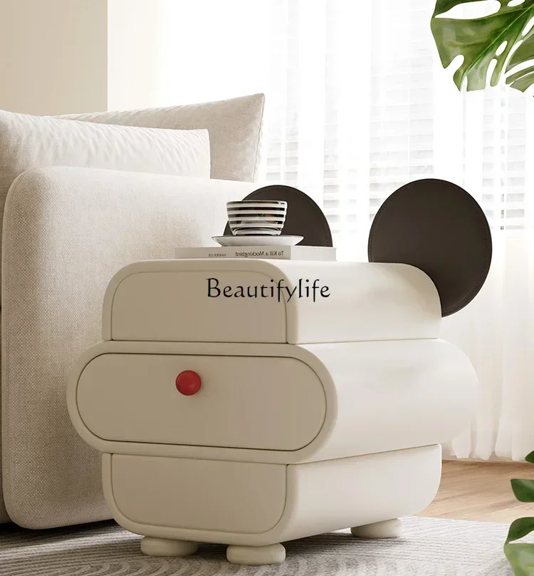 

4z.Cute Creative and Slightly Luxury Modern Solid Wood Bedside Cabinet Small Apartment Sofa Storage Bedside Cabinet