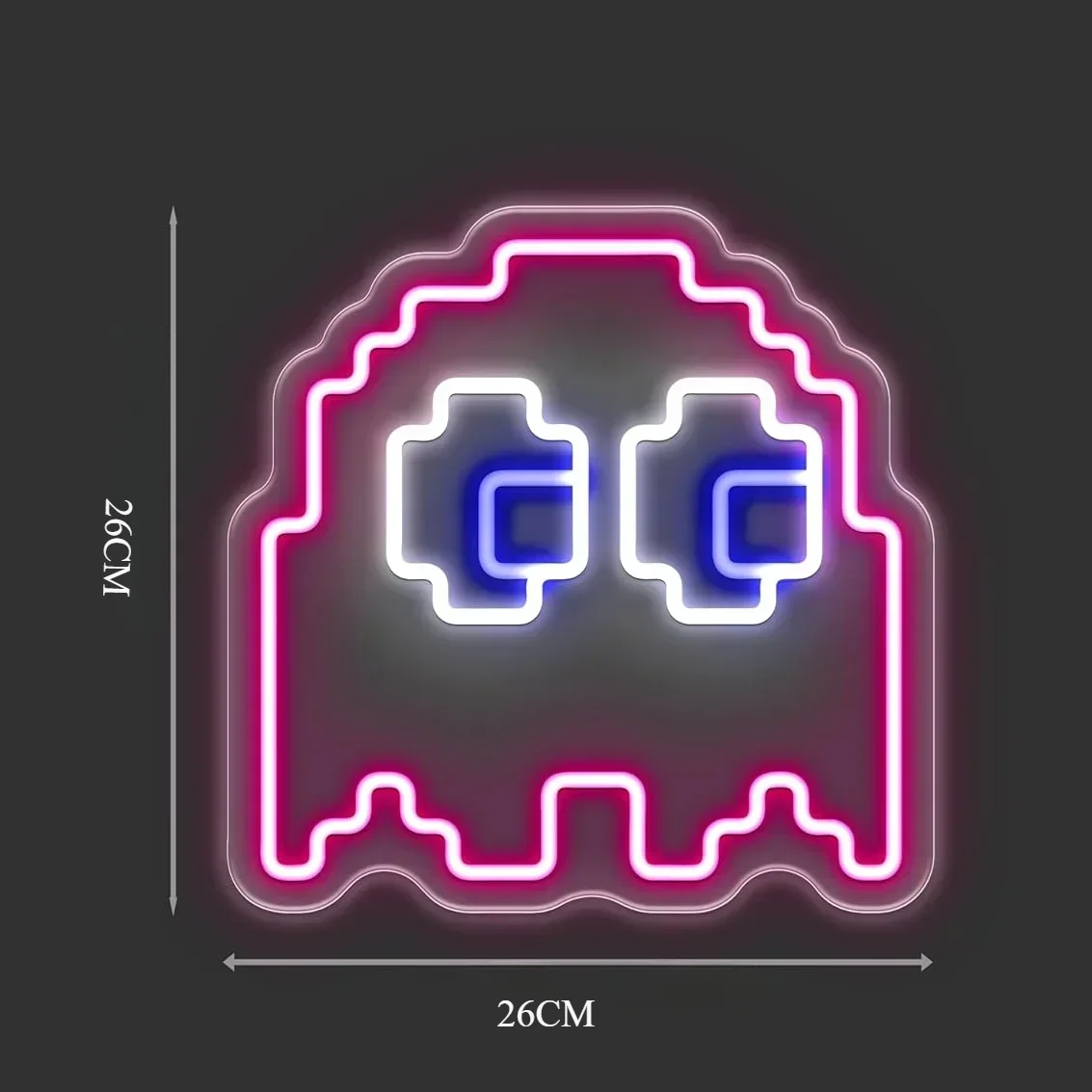 Pixel Ghost Neon Sign LED Neon Light For Wall Decor, Game For Party, Home Decor, Game Room Decor-Halloween and Christmas Gifts