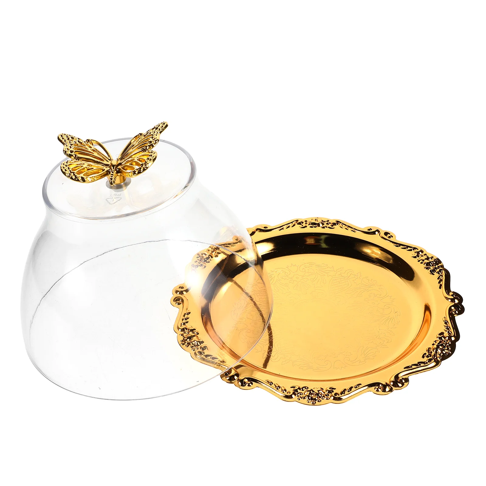 

Vintage Iron Dessert Plate with Embossed French Design for Cake Pastry Serving Ideal Home and Restaurant Use Golden Serving Tray