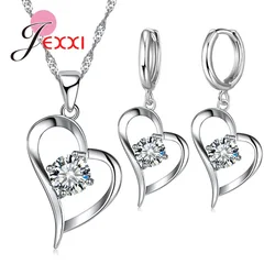 925 Sterling Silver Wedding Jewelry Sets Romantic for Women Love Heart Hollow Pendants Necklaces Earrings For Wedding