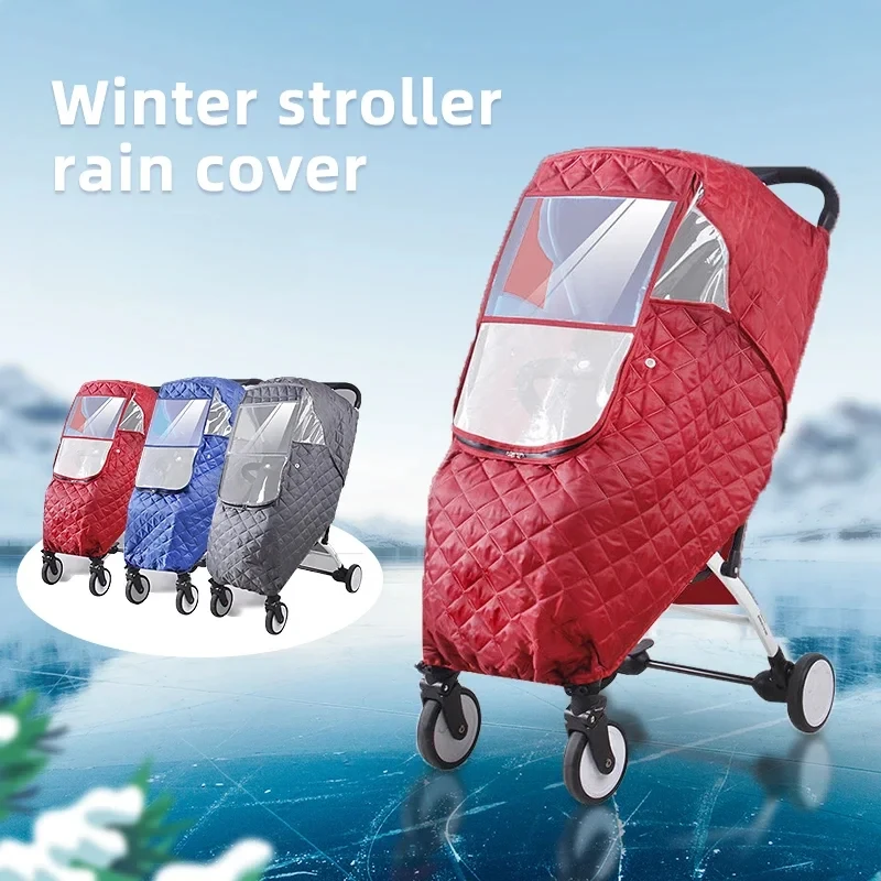 Winter Baby Stroller Rain Cover Thicken Warm Wind Dust Shield Raincoat for Babies Outdoor Stroller Protective Cover Waterproof