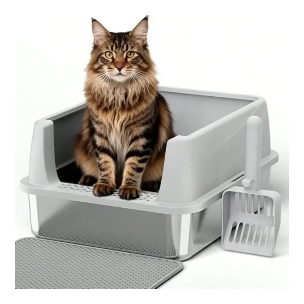 

Cat Litter Box Litter Box Cat AccessoriesSteel Cat Litter Box With Lid 20 L X 14.2 W X 11.8 H Extra Large Litter Box For Big Cat