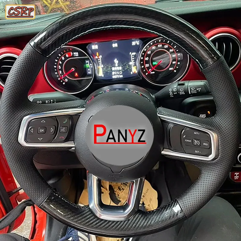 For Jeep Wrangler JL 2019-2024 Gladiator JT 2020-2024 Braid Non-slip Car Steering Wheel Cover DIY Genuine Leather Car Interior