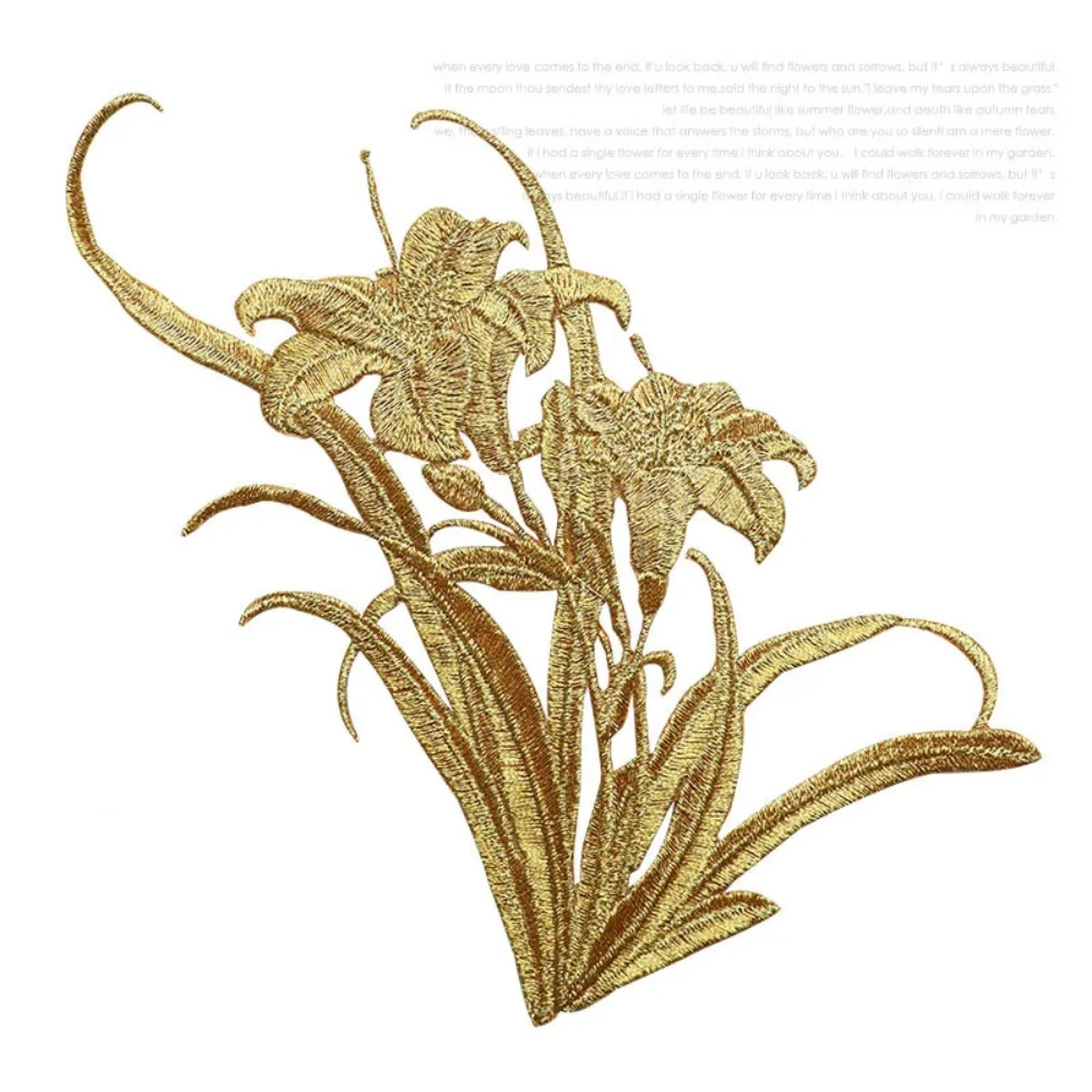 Chinese Traditional Style Orchid Embroidery Patch 3D Flower with Hot Melt Adhesive Embroidery Flower Applique DIY Crafts