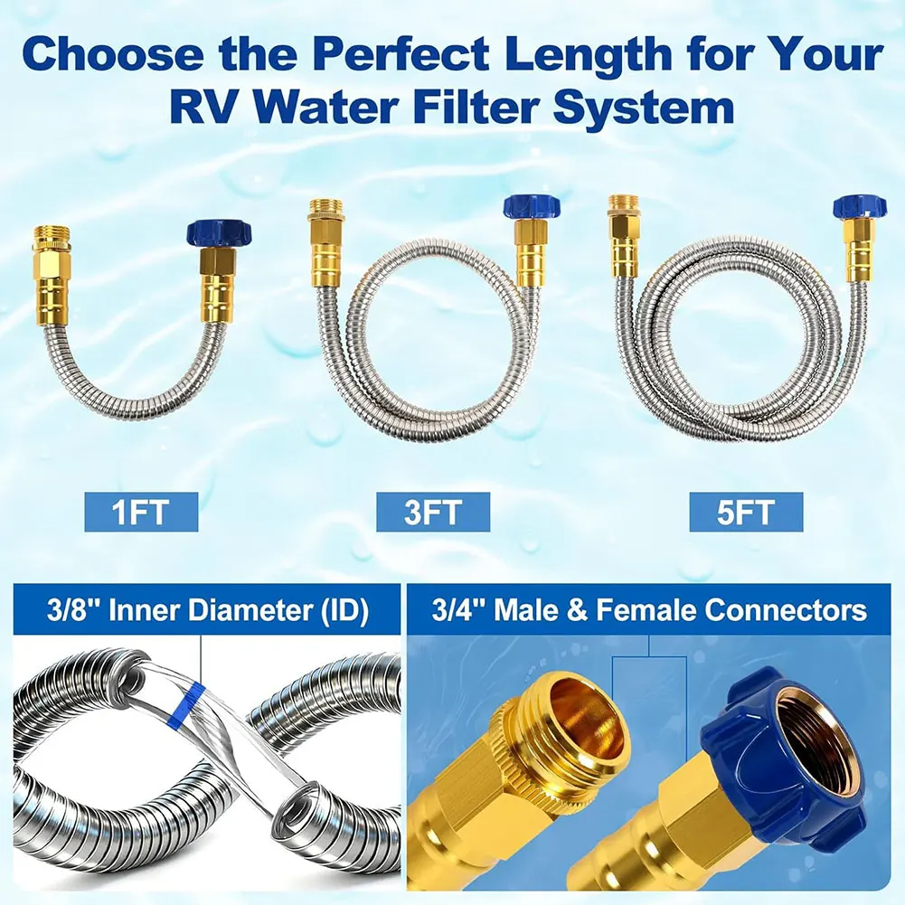 For Car Washing Hose Set with Aluminum-Copper Nozzle Compatible with 1FT 3FT 5FT 6FT 8FT 10FT 12FT 15FT Lengths