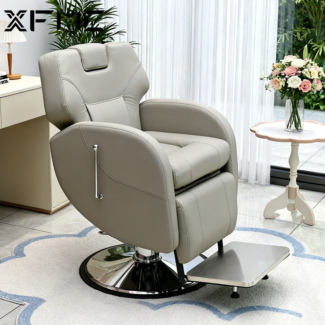 Barber Shop Reclining Swivel Hairdressing Chair Hydraulic Retro Barber Chair Heavy Duty