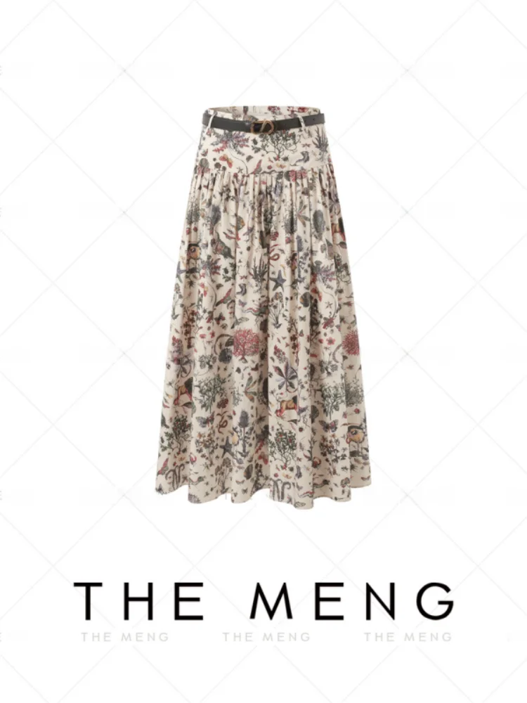 

Ретро-юбка с цветочным принтом, женская модная весенняя новинка, длинная элегантная юбка, трендовая юбка А-силуэта, с высокой талией, на резинке...