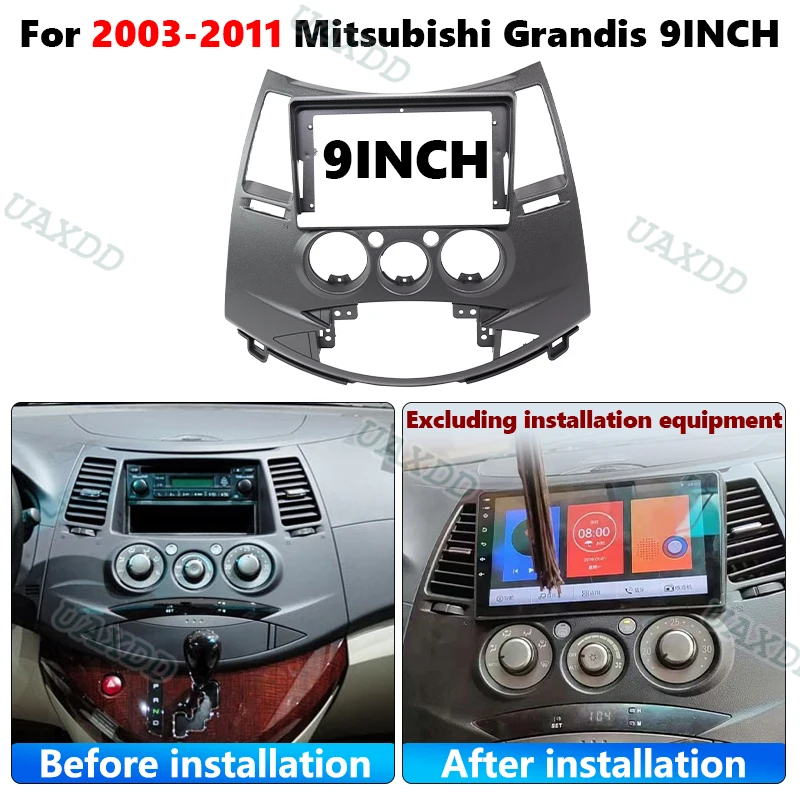 2 Din Car Automotive Video Dashboard Center Console For 2003-2011 Mitsubishi Grandis 9 INCH Android Frame Kit Panel MANUAL AC CD