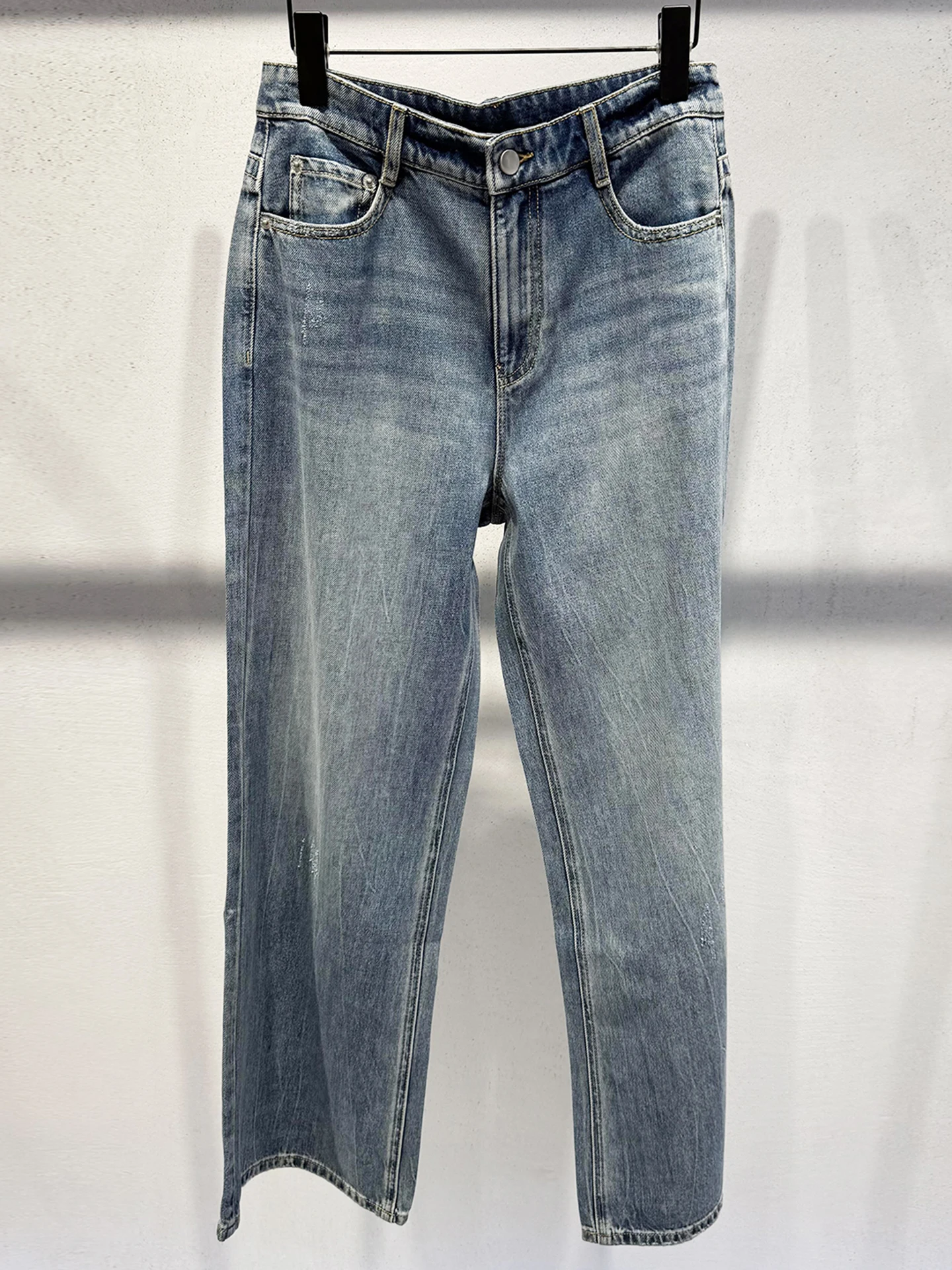 

High Waist Straight Leg Jeans Women's Faion Casual Retro Versatile High Waist Loose Fit Long Pants Autumn New Arrival