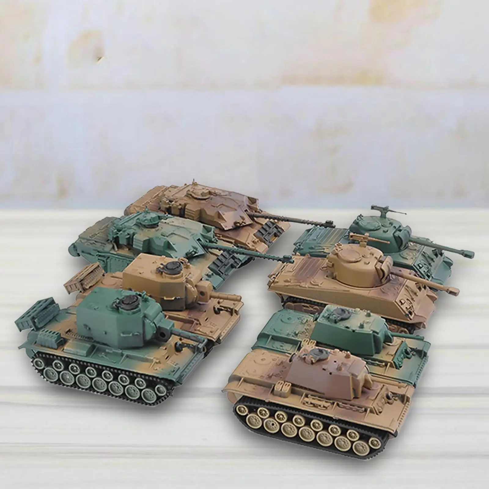 

8Pcs Plastic 1:72 Assemble Tank Kits Hobby Building Table DIY Model Army Battle Tank Ornaments