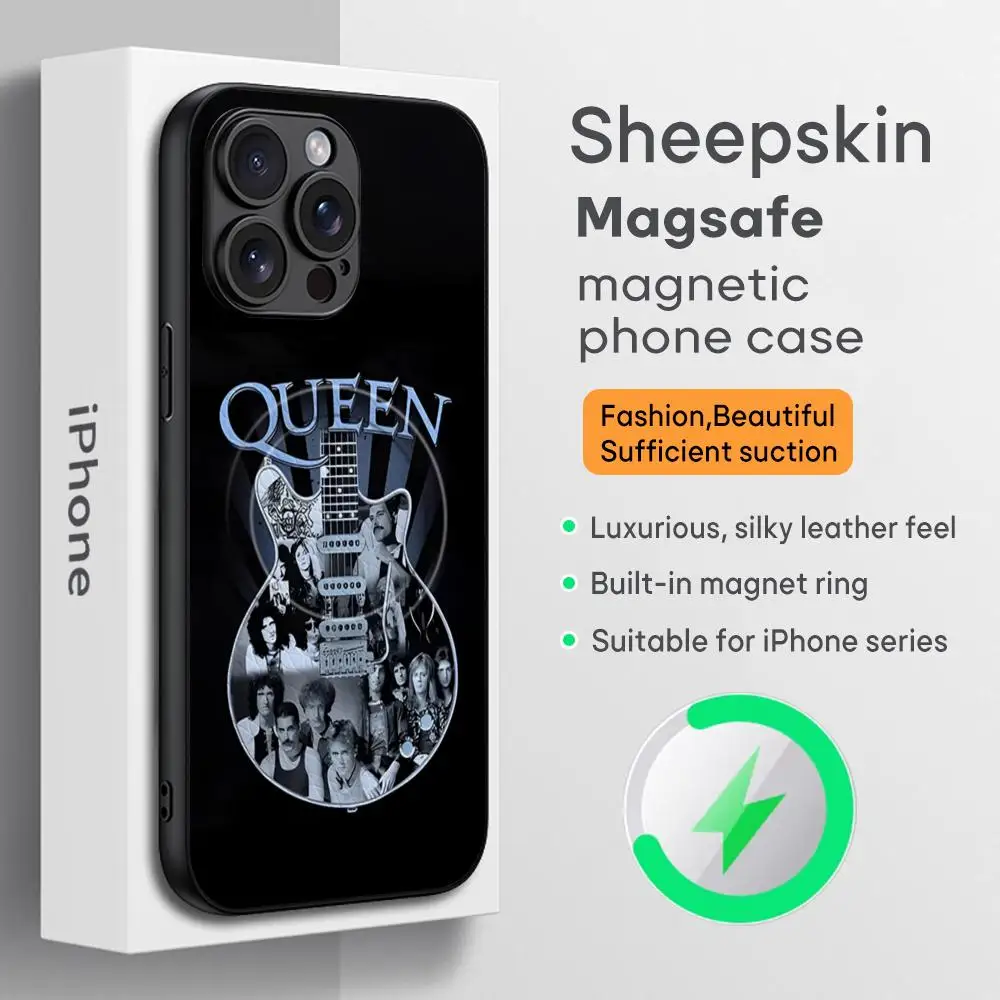Cool Q-Queen-ES Legend ROCK Phone Case For iPhone 16 15 14 13 12 11 Plus Pro Max High-end Luxury Magsafe Sheepskin #1