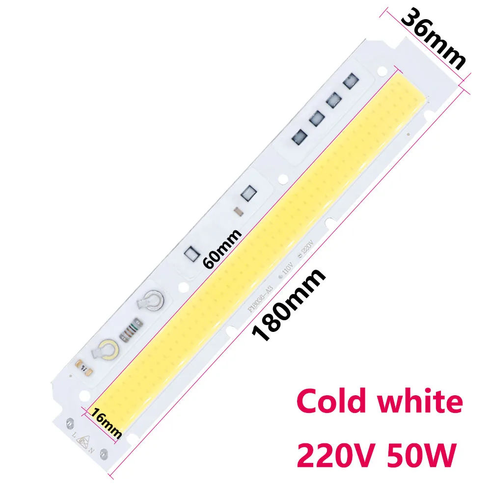 LED COB Chip AC220V 180*36mm 50W no need driver High Power LED COB Lamp for outdoor LED Module Spolight Bulb Strip White 6500K