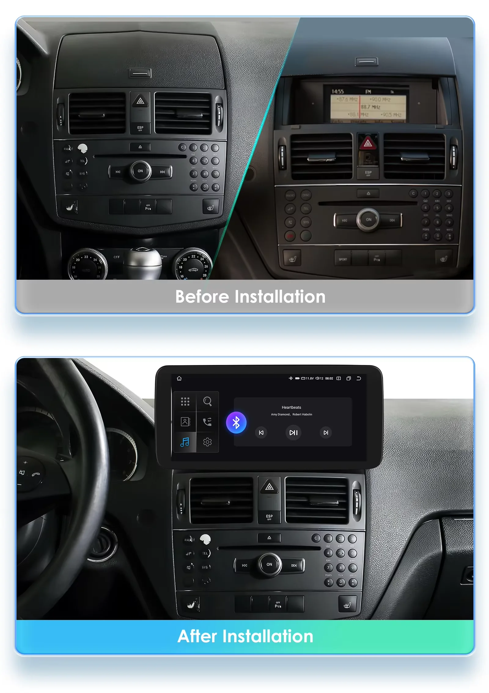 

Android14 для Mercedes-Benz C-Class W204 2008-2010, автомобильный радиоприемник, стерео мультимедийный Navi, GPS-плеер, головное устройство Qualcomm668S