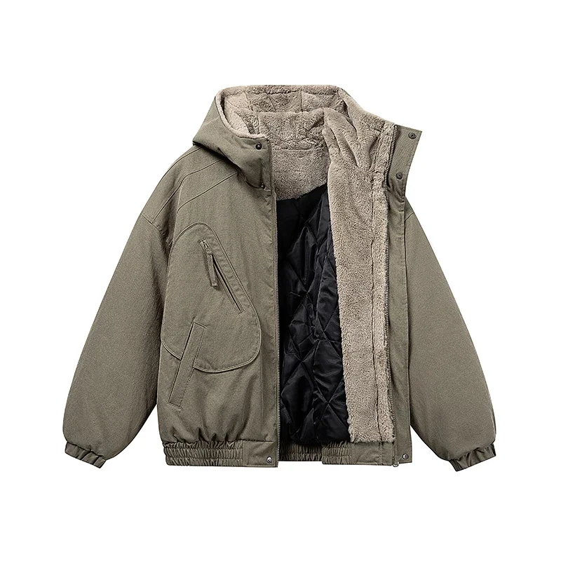 Winter Hooded Parka Jacket Men Women Streetwear Fashion Loose Padded Cotton Cargo Jacket Cityboy Hoody Parkas Coat Outerwear
