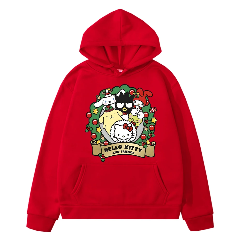 hello kitty print hoodie Fleece sweatshirt y2k sudadera Christmas Cartoon anime hoodies Autumn pullover jacket kids clothes girl