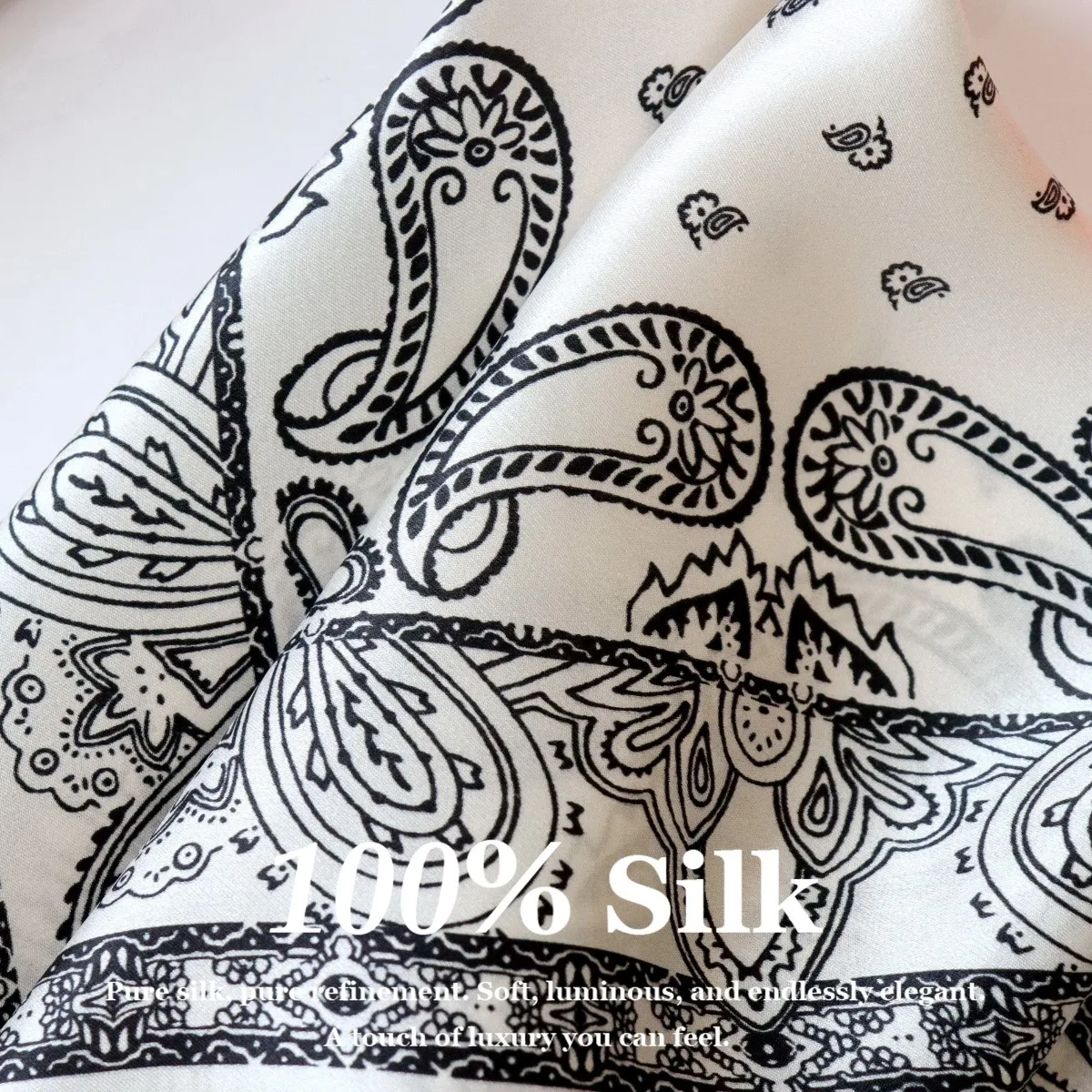 Neuer 100% Echter Seidensatin Damen Paisley-Druck Schal Foulard Femme Quadratischer Kopfschal Bandana Schal Flugbegleiterin Hijab Bufanda