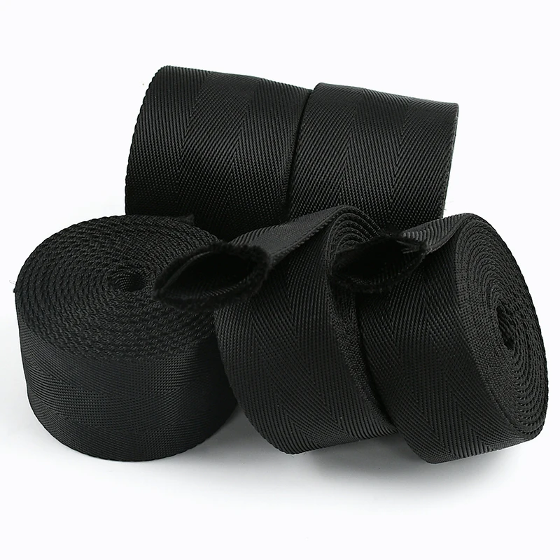 

32/38/45/50/55mm Black Nylon Webbing Strap 1.5mm Thick Tubular Hollow Ribbon At The Meter Belt Sling Decoration Polyester Tape