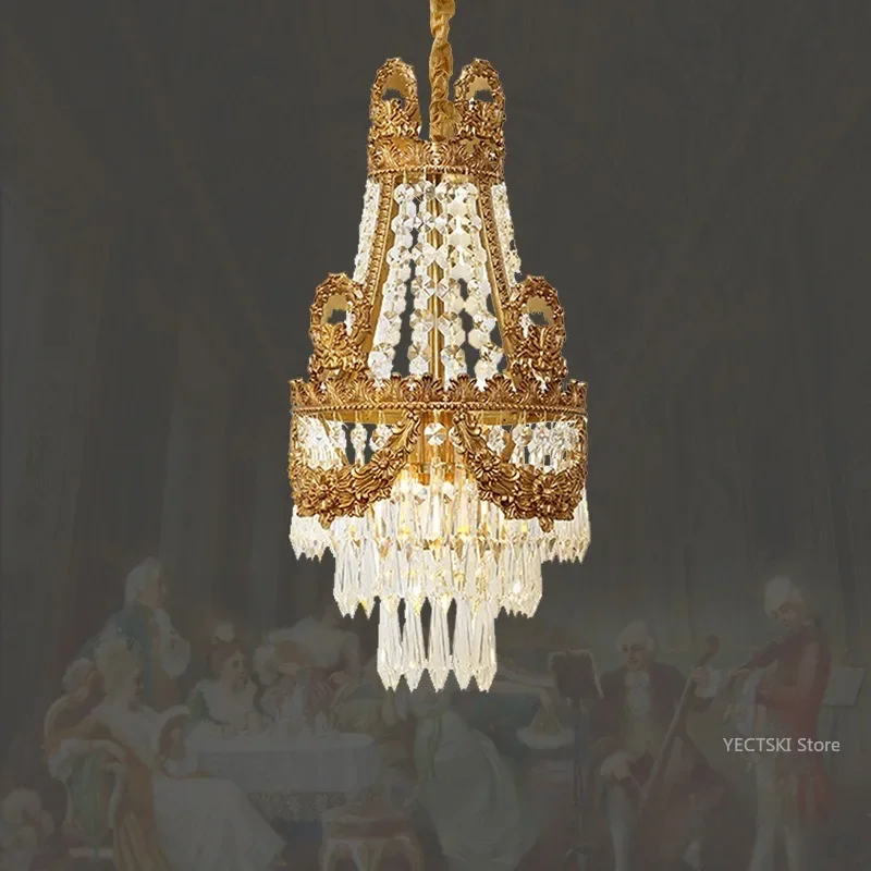 

GHJUYIOL French crystal chandelier, European style villa restaurant, bar counter, bedroom, luxurious and atmospheric chandelier