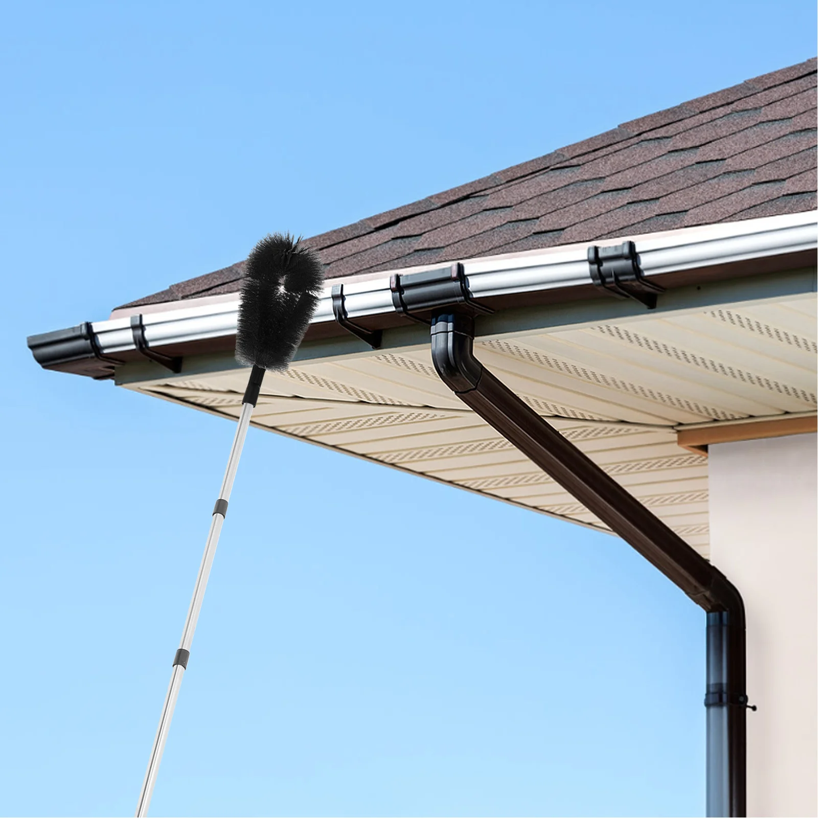 

2Pcs Gutter Cleaning Brush Head 24mm Threaded Roof Gutter Cleaner Tool Multipurpose Wear Resistant Brush for Residential