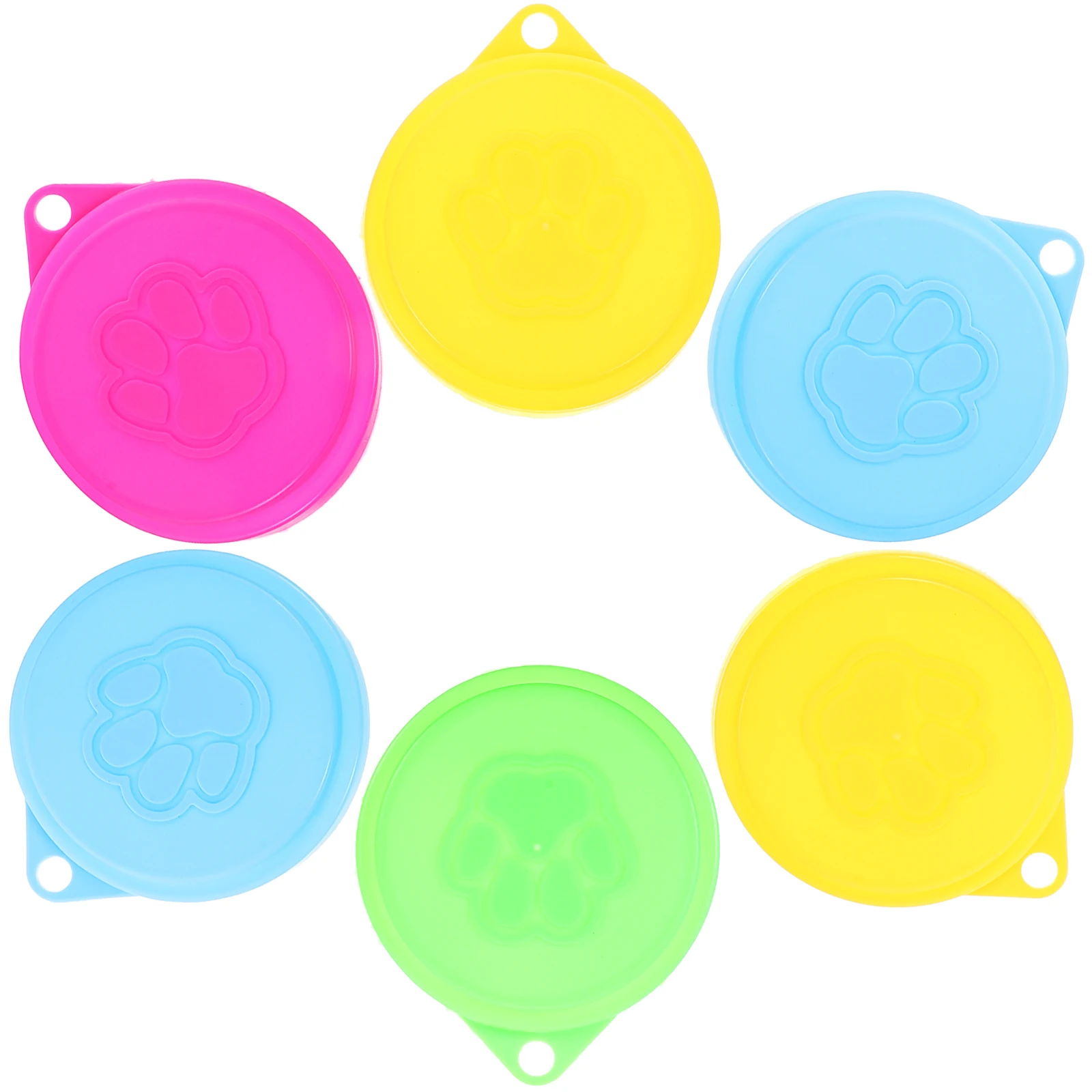 

6PCS Silicone Pet Can Covers Double-layer Cartoon Universal Dog Cat Tin Lids Reusable Storage (Random Color)
