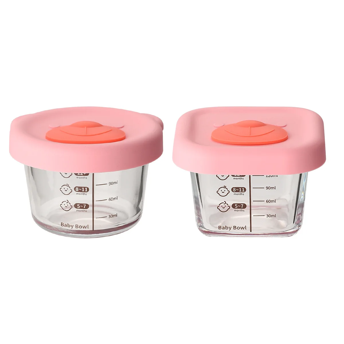 กล่องอาหารเสริมเด็กแก้วพร้อมชามแก้วขนาดเล็กพร้อมฝาปิดซิลิโคน LeakProof อาหารขนม Conatiner สดกล่อง