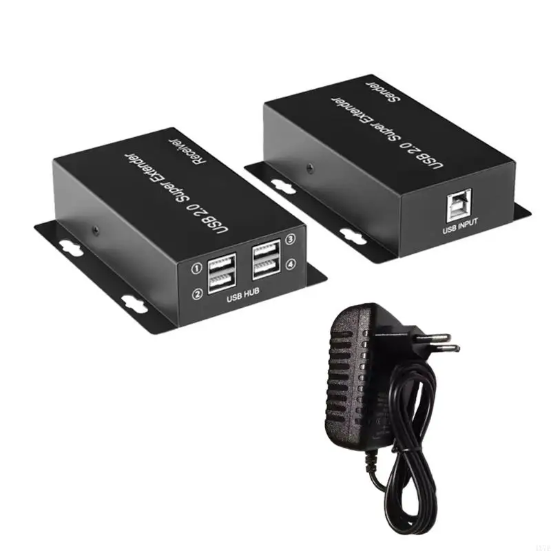 

4X7E Metal Bodied USB Over Cat5 Extender Cable Plugs Play Installation Wide Device Compatibility Office Home Entertainment Use